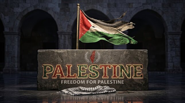 Flag of Palestine, State Flag of the Palestinian People - Symbol of Free Palestine.