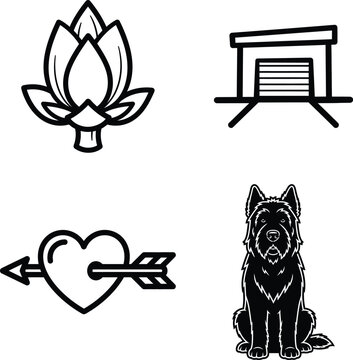 Emblematic symbols and loyal german shepherd illustration illustration