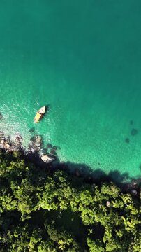 Top Down View of Boat at Sea
