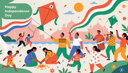 Fototapeta premium Vibrant indian independence day celebration scene
