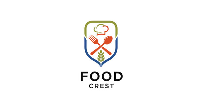 A crest logo featuring a chef's hat, utensils, and leafy greens represents the Food Crest brand.