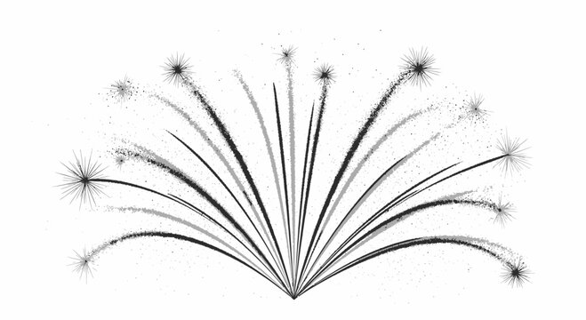 Abstract Fireworks Burst Illustration Black and White Vector Art