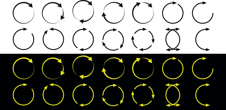 Round Arrow Rotation Set Circular Loading Icons Spin Refresh Redo Process Symbols Vector Collection