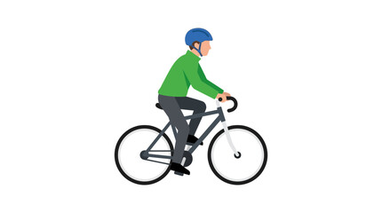 Obraz premium Cyclist riding bicycle on white background