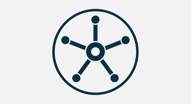 Icon of a dark blue five-pointed starburst within a circle on a white background