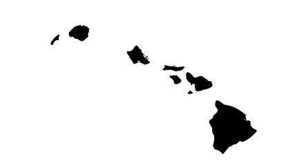 Hawaii Islands Map Silhouette Black. © yati