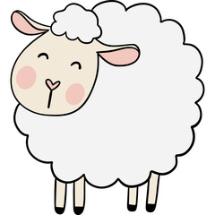 Obraz premium Cute cartoon sheep with fluffy white wool and cheerful expression, perfect for children or farm themes