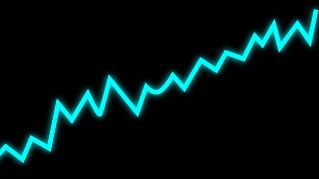 Glowing cyan market graph animation with dynamic upward financial line, perfect for trading visuals, business overlays, presentations and broadcast video projects, alpha channel