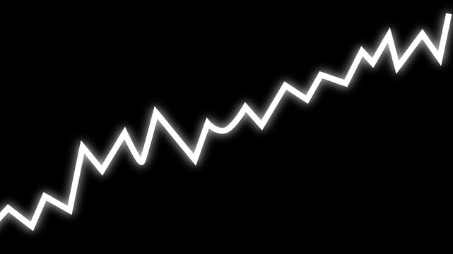 Clean white finance graph animation with glowing upward line movement, ideal for business overlays, trading visuals, broadcast presentations and modern editing projects, alpha channel
