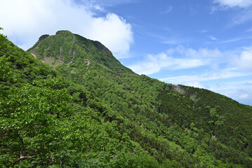 Fototapeta premium Climbing Mt. Akadake, Yatsugatake, Nagano, Yamanashi, Japan