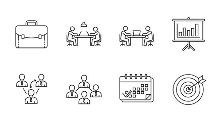 Fototapeta premium Collection of Business and Management Line Icons Set.