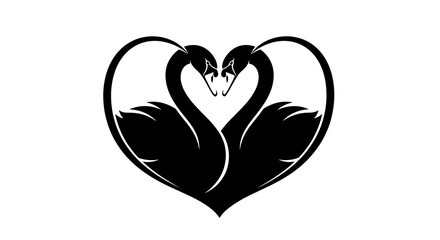 Fototapeta premium Black Swan Heart Symbol Silhouette Vector Illustration