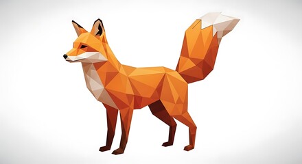 Fototapeta premium Geometric polygonal fox illustration standing.