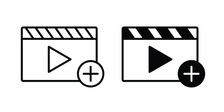 Add video icon elements. icon in trendy flat and stroke style