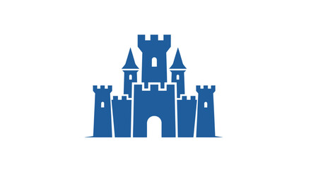 Blue Castle Icon Vector Illustration - Royal Fortress Silhouette © Zahem
