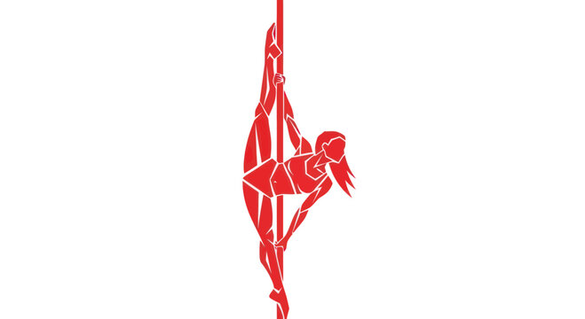 Graceful Dancer Performing Splits on Vertical Pole