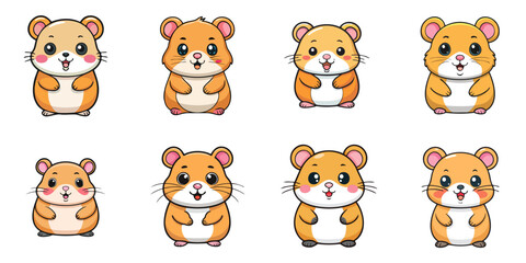 Fototapeta premium Multiple vector illustrations of cute hamsters