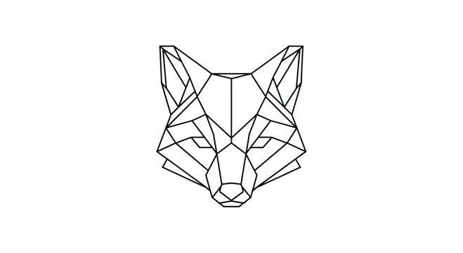 Minimalist geometric outline of a fox head