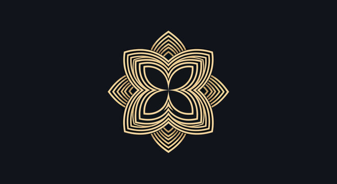 Ornate gold floral pattern with layered petals against a dark backdrop