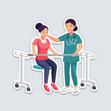 Nurse Assisting Patient with Physical Therapy