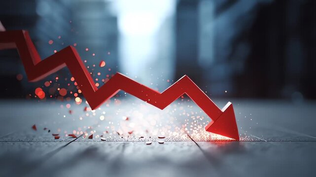 Red Arrow Graph Crashing Down Symbolizing Economic Market Failure