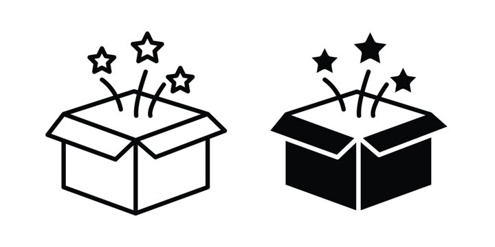 Magic box icon elements. icon in trendy flat and stroke style