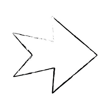 Broken arrow, distressed arrow, damaged symbol, distressed icon, black line art isolated on White Background