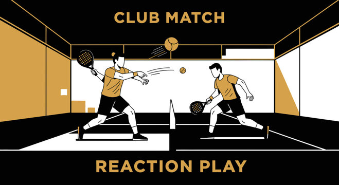 Squash Players Engage in Club Match Depicting Reaction Play and Competitive Action