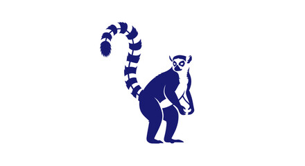 Blue Ring-Tailed Lemur Silhouette on White Background © anis