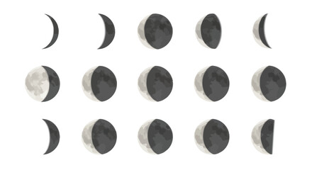 Earth Moon Phases Cycle Illustration - Celestial Body Orbit © anis