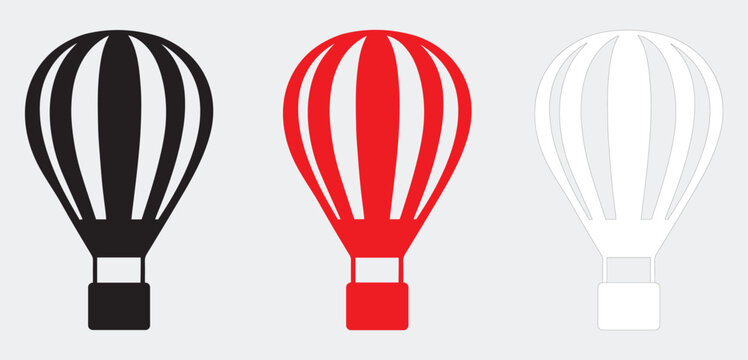 A simple black and white vector silhouette of a trio of balloons, featuring clean lines, solid black filling, and thin strings. Isolated on a pure white background