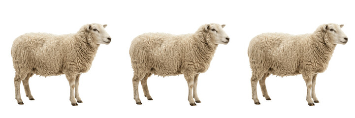 Domestic Farm Sheep Standing PNG - Fluffy Wool Livestock Animal for Agriculture, Wool Industry, and Pastoral Countryside Stock Imagery. © Badar
