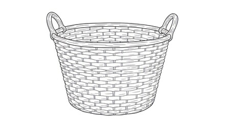 Obraz premium Woven Basket with Handles Illustration.