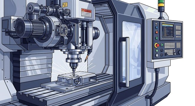 Industrial CNC milling machine equipment.
