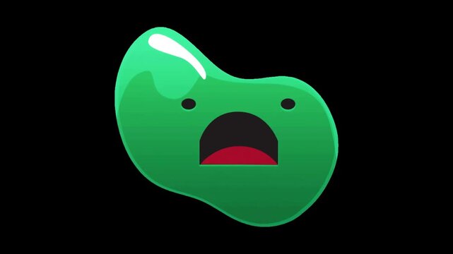 Cute Green Blob Cartoon Character with Funny Expression