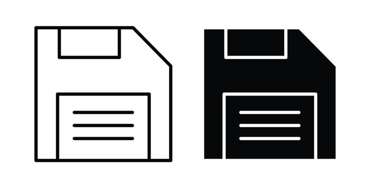 save button icon elements. icon in trendy flat and stroke style