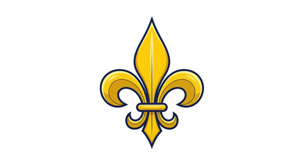 Golden Fleur de Lis Symbol, Elegant French Heraldic Emblem, Isolated on White Background © Aziz