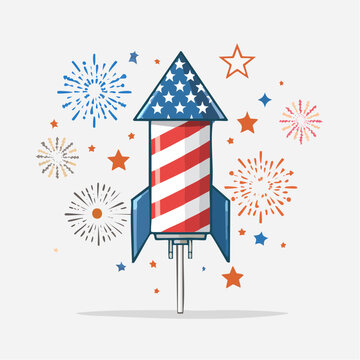 American Flag Rocket Firework Illustration