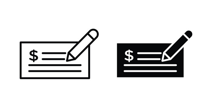 Signing cheque icon elements. icon in trendy flat and stroke style