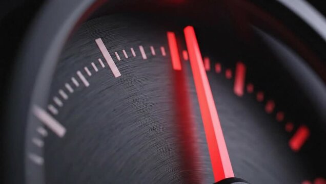 Close-up of a Car Gauge Showing Fuel Level Changes.