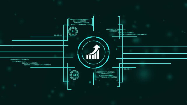 virtual graph for sensitive data safety. internet safety firewall on abstract hud background. futuristic cyber security interface with digital business graph symbol.4k video
