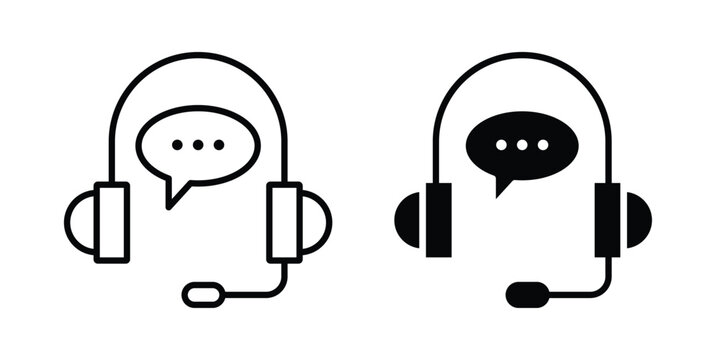 Support service headset icon elements. icon in trendy flat and stroke style