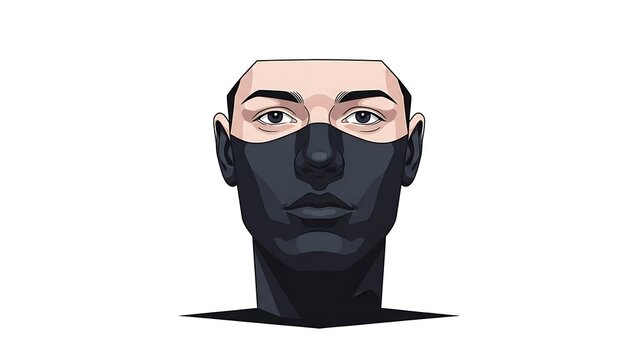 Man with black face mask illustration.