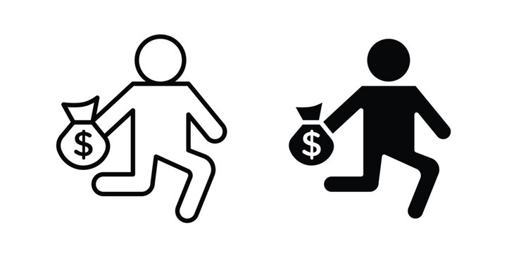 Thief icon elements. icon in trendy flat and stroke style