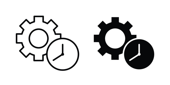 Time management icon elements. icon in trendy flat and stroke style