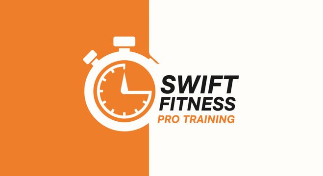 Swift Fitness Training Program Logo Design Representing Time And Efficiency, Professional Gym Focus