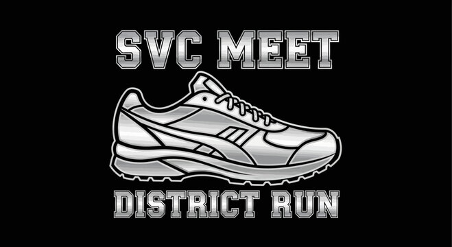 SVC Meet District Run Graphic Featuring a Stylish Illustration of a Running Shoe Design