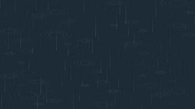 Minimalist Abstract Digital Rain Ripples and Falling Water Lines on Dark Blue Background for Technology Interface or Weather App