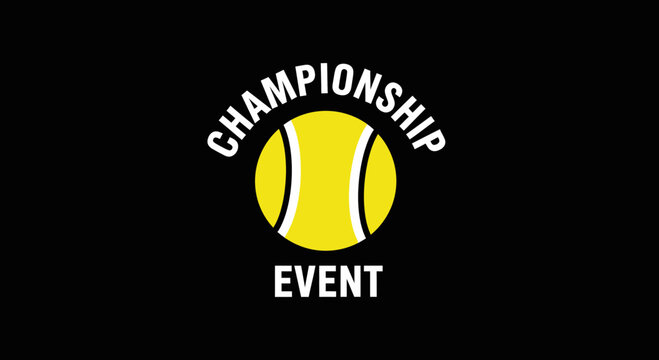 Tennis Championship Event Logo Displayed, Featuring a Tennis Ball Graphic Design