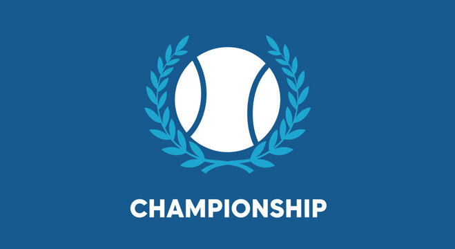 Tennis Championship Logo: Blue Icon With Laurel Wreath, Ideal for Sporting Events